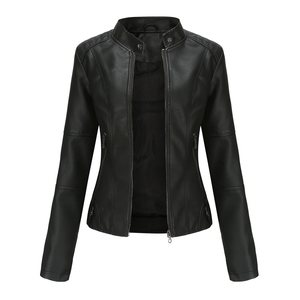 Chaqueta de Motocicleta de Cuero PU para Mujer PHANTOM IMPEX, Cuello Camisero, Cierre de Cremallera, Manga Larga, Color Sólido, Transpirable, para Invierno - Product Image 5