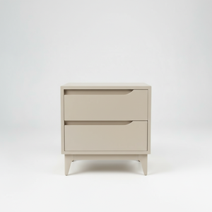 Table d'appoint/chevet moderne avec 2 tiroirs, en chêne massif écologique, design dynamique pour salles à manger et espaces de vie - Product Image 1