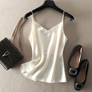 Top corto de verano para mujer, camisola de seda satinada sin mangas, chaleco, ropa femenina, top corto 2024, Binder Trans - Product Image 4