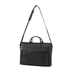 Classic Soft Black Genuine Leather Laptop <b>Bag</b> Zipper Closure Durable Office Carry Case Manufacturer Supplier - Product Image 3