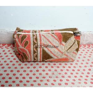 Juego de Bolsas Kantha Acolchadas Hechas a Mano con Borlas y Cremallera, Personalizadas, de Algodón Artesanal, Organizador de Cosméticos de Viaje, Colores Variados - Product Image 6