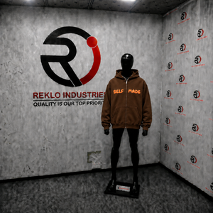 Custom Brown Oversized Zip Up Hoodie Self Made <b>Orange</b> Puff Print Streetwear Heavyweight Fleece Hooded <b>Sweatshirt</b> Unisex Fashion - Product Image 3
