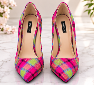 Custom Women Tartan Stiletto Heels Scottish Wedding Plaid <b>Pointed</b> Toe High Heel Pumps Fashion Shoes Manufacture Factory Supply - Product Image 2