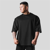 T-shirt en coton pour homme 230G, manches courtes, coupe ample, pour la course à pied, la musculation, la salle de sport, tailles M-5XL