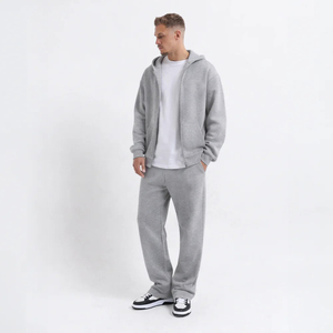 Custom Logo Streetwear Boxy <b>Cropped</b> <b>Zip</b> <b>up</b> Hoodies and Sweatpants Set Manufacturer Oversized Blank Sport Men's Tracksuit - Product Image 2