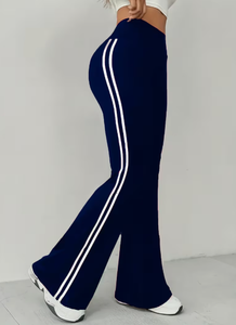Pantalon de yoga micro-évasé color block tendance pour femme, bas de tenue de sport, pantalon de survêtement mode pour femme, pantalon évasé taille haute pour femme - Product Image 6