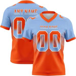 Compre Ahora Camiseta de Fútbol Americano Naranja y Azul, Tela de Alto Rendimiento, Logotipo de Patrocinador Personalizado, Nombre del Equipo, Número, Tallas XS-7XL, Camiseta OEM - Product Image 1