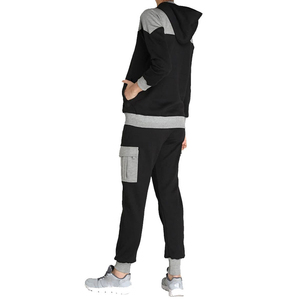 Women's Color Blocking Tracksuit Full <b>Zip</b> <b>Hooded</b> Jacket With Cargo Pants Casual Autumn Wear Breathable Polyester Cotton Set - Product Image 5