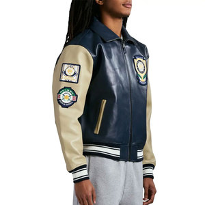 Wholesale Men's Premium <b>Winter</b> Black Avirex Leather <b>Jacket</b> Slim Fit Stand Collar Breathable Windproof Avirex Leather <b>Jackets</b> - Product Image 6