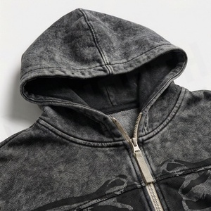 Conjunto de chándal de dos piezas para hombre, estilo vintage, oversize, con logo personalizado en puff print, sudadera con capucha y pantalón jogger con lavado ácido, ideal para gimnasio. - Product Image 4