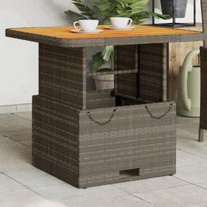 Mesa de Jardín Ajustable en Altura, de Mimbre Sintético Gris, Tamaño Mediano - Product Image 1