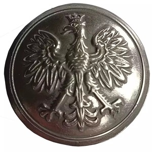 Botón con diseño polaco de 1928, metal blanco, diámetro 25 mm - Product Image 1