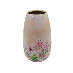 Jarrón de Flores de Tono Claro Premium con Acabado Esmaltado y Anillo, Decoración para Sala de Estar - Product Image 1