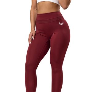 Burgundy Mesh Panel Legging Women Performance Workout Pants High Waist Stretch Fitness <b>Tights</b> Athletic Activewear Wear - Product Image 2