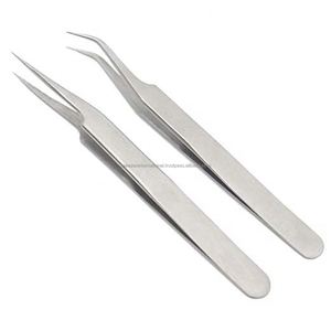 Ensemble de pinces à cils courbées noires mates avec logo personnalisé, pinces à cils à pointe en fibre à 90 degrés pour extensions de cils - Product Image 3