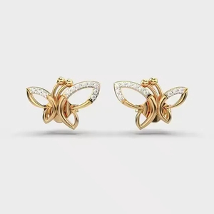 Boucles d'oreilles clous ZAWO en moissanite avec fermoir à vis, certifiées, taille brillant rond, forme papillon, style Iced Out, ensemble de boucles d'oreilles de luxe mignonnes - Product Image 4