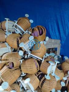 Compact Rolling Water Hyacinth Storage Cart 3 Tier Wicker Organizer With <b>Wheels</b> For <b>Small</b> Spaces, Kitchen And Bathroom Use - Product Image 6