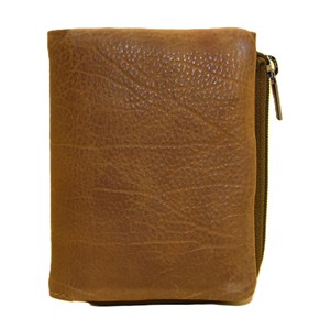 Cartera de Cuero Genuino con Cierre, Diseño Minimalista Unisex, Forro de Lona Resistente, Uso Diario, Color Marrón - Product Image 1