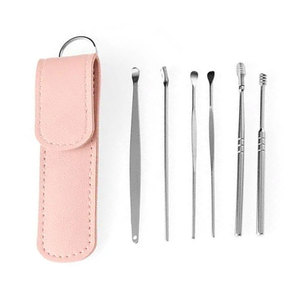 6 Pcs Set Ear Wax Cleaner Wholesale Price Stainless Steel Best Supplier Customized Logo Print Ear Wax Removal Set - Product Image 1