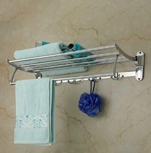 Toallero Plegable de Acero Inoxidable para Montar en la Pared con Ganchos, Acabado Espejo, Moderno, para Baño, con una Longitud Superior a 60 cm - Product Image 1