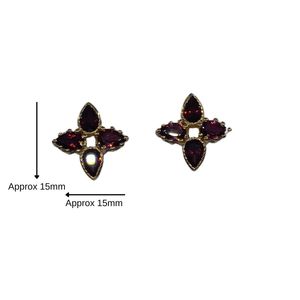 Parure de boucles d'oreilles pour femme en argent sterling 925 plaqué or avec pierre précieuse grenat, idéale pour les mariages - Product Image 1