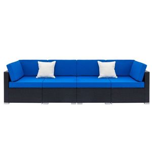 Set Divano in Rattan Intrecciato Nero Goffrato Completamente Attrezzato per Patio o Palestra con 2 Divani Centrali, 4 Divani Singoli e 1 Tavolino da Caffè - Product Image 1