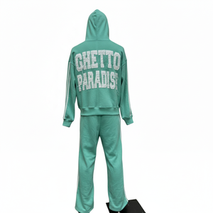 Chándales personalizados de invierno con bordado desgastado y cremallera para hombre y mujer, diseño de diseñador, tejido grueso de 400 g/m², 100 % algodón polar. - Product Image 4