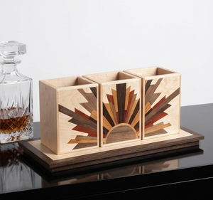 Organizador de Cubiertos de Madera de Mango Hecho a Mano, Decorativo y Único, para Cocina, Oficina y Almacenamiento - Product Image 1