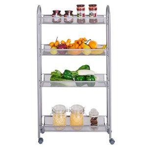 Silver Four-Layer Removable Storage Cart with Honeycomb Mesh Style Convenient Organizational Solution - Product Image 1