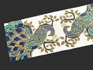 Embroidered Peacock Table <b>Runner</b> Traditional Animal Pattern Home Decor <b>Washable</b> - Product Image 1