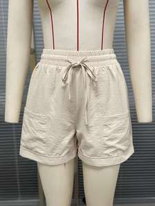 Shorts Casuales para Mujer, Transpirables, Cintura Media, Cómodos, Elásticos, con Bolsillos, para Verano - Product Image 3