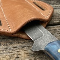 Couteau de chasse et de camping artisanal en acier à haute teneur en carbone 1095, de qualité DIY, à pointe tombante, avec manche en bois et résine et étui en cuir