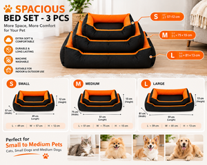Ensemble de lits pour animaux de compagnie spacieux, 3 pièces, OEM ODM, logo personnalisé, lits doux et confortables pour chiens et chats, fabricant direct - Product Image 3