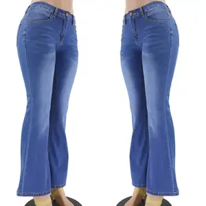 Jeans de Mezclilla de Alta Calidad para Mujer, Corte Recto, Cintura Media, Casuales, 100% Algodón Elástico, Estilo Desgastado, Venta al Por Mayor - Product Image 3