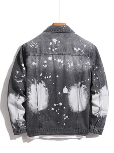 แจ็คเก็ตยีนส์ลำลองสำหรับผู้ชายรุ่นใหม่ล่าสุด ลวดลายปักมือแบบ Stone Wash ติดกระดุมผ่าหน้า ผ้าฝ้าย ความหนาปานกลาง - Product Image 2
