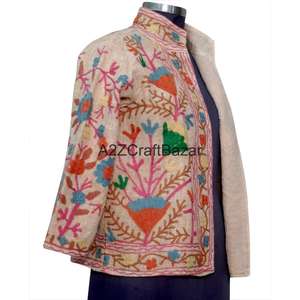 Veste bomber pour femme en coton 100% pur, broderie Suzani faite à la main, motif floral, avec tissu TNT doux pour le printemps/l'hiver - Product Image 5