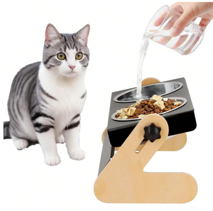 Gamelle ergonomique inclinée en acier inoxydable pour chat, design respectueux des moustaches, station d'alimentation surélevée pour la protection du cou - Product Image 2