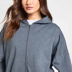 Oversized Hooded Sweatshirt <b>Set</b> Gray French Terry 100% Cotton Unisex Autumn Streetwear Wide Leg Pants Matching Joggers - Product Image 3