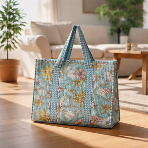 Sac fourre-tout en coton écologique de grande capacité avec poignée réglable confortable, multifonctionnel et réutilisable pour les voyages - Product Image 5