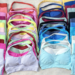 Conjuntos Deportivos Personalizados al por Mayor, sin Costuras, para Fitness, Running y Entrenamiento, de Color Sólido, Alta Elasticidad, Secado Rápido, Transpirables, con Cuello Halter y Top Corto - Product Image 4