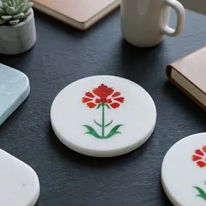 Premium Natural Marble <b>Coaster</b> Set Waterproof Heat Resistant <b>Drink</b> <b>Coasters</b> for Indoor Home Kitchen Restaurant and Cafe - Product Image 4