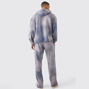 Survêtements grande taille effet délavé avec impression de logo personnalisée, coupe régulière, respirants, deux pièces - Product Image 1