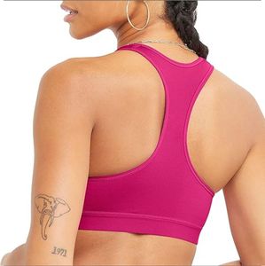 Soutien-gorge de sport écologique pour femme, grande taille, maintien moyen, compression, anti-transpiration, antibactérien, avec logo en dentelle sur le devant, en Spandex/Nylon - Product Image 4