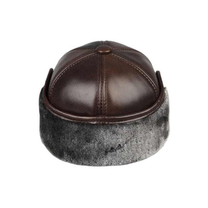 Brown Leather <b>Winter</b> <b>Hat</b> with Faux Fur Lining for <b>Men</b> Outdoor Casual Cap 56-58CM - Product Image 6