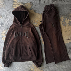 Chándal de Moda Urbana Personalizado, Grueso, de Color Sólido, para Invierno, Precio Competitivo, Chándal para Hombre con Efecto Lavado Ácido - Product Image 2