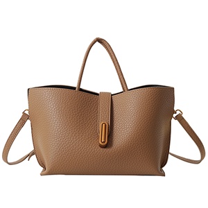 Sac fourre-tout antivol en cuir PU pour femme avec bandoulière amovible, fermeture éclair, compartiment pour ordinateur, minimaliste, marron - Product Image 1