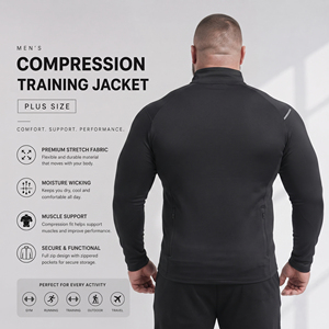 Wholesale Plus Size Training <b>Jackets</b> Men Stand Collar Compression Zipper Muscle Fit Workout Wear <b>Jacket</b> Men Compression <b>Jacket</b> - Product Image 4