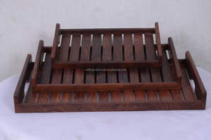 Bandeja de Servir Hecha a Mano de Madera de Acacia Ecológica, Apta para Lavavajillas, No Tóxica, Estilo Americano para Hoteles y Restaurantes, Artesanía en Madera - Product Image 3