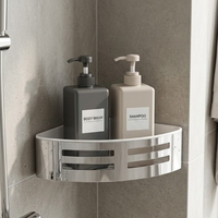 Panier de douche d'angle et étagère de salle de bain multifonctionnels modernes, écologiques, en acier inoxydable et ABS chromé, à fixation murale