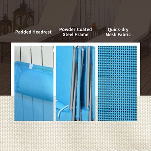 Set di 2 Sedie a Sdraio Pieghevoli da Esterno per Piscina, Reclinabili con Schienale in Rete Traspirante, in Rattan e Ferro, con Cuscino per Prendere il Sole, Eleganti per la Spiaggia - Product Image 6